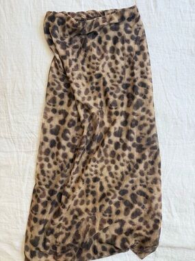 Leopard Print Slip Skirt - Brown Taupe Print